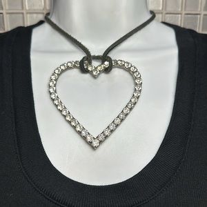 Vintage Big Bling Heart Necklace - Preloved Y2K Statement Piece